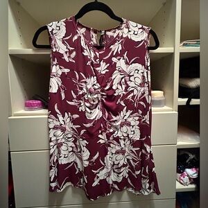 Zara Burgundy and White Floral Blouse